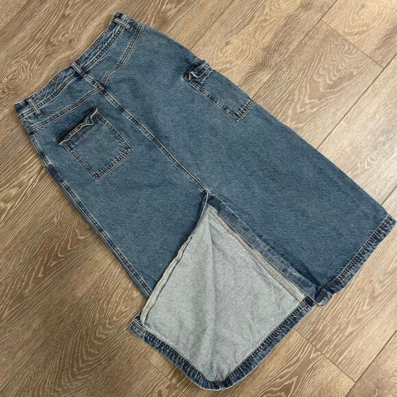 All Row Denim Skirt‎ | Womens Jules A Line Patch Pocket Skirt | Size L Large - Picture 5 of 9